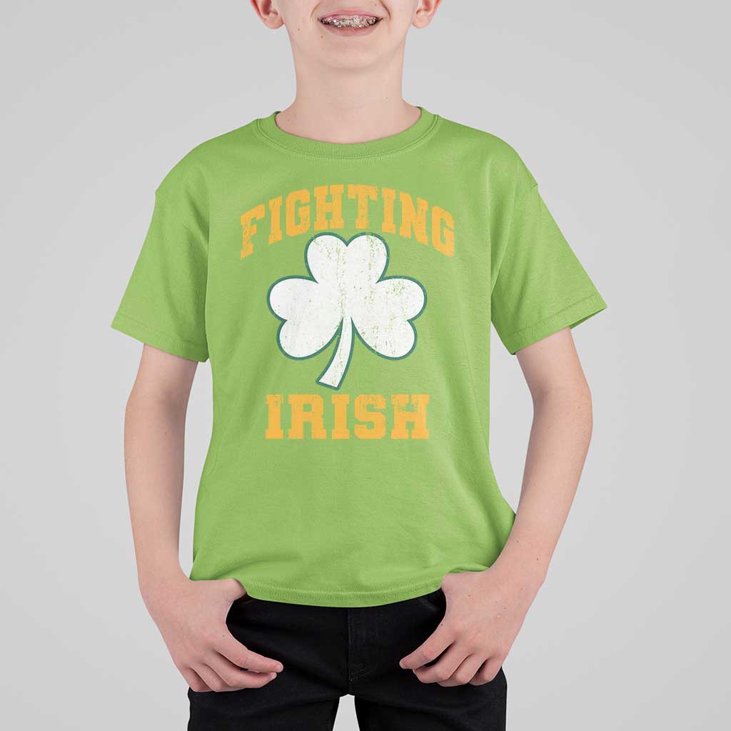 Vintage Fighting Irish T Shirt For Kid Retro History Gold Shamrock