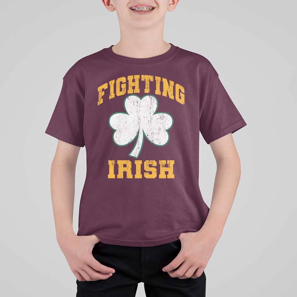Vintage Fighting Irish T Shirt For Kid Retro History Gold Shamrock