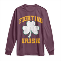 Vintage Fighting Irish Long Sleeve Shirt Retro History Gold Shamrock