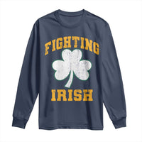 Vintage Fighting Irish Long Sleeve Shirt Retro History Gold Shamrock