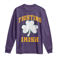 Vintage Fighting Irish Long Sleeve Shirt Retro History Gold Shamrock