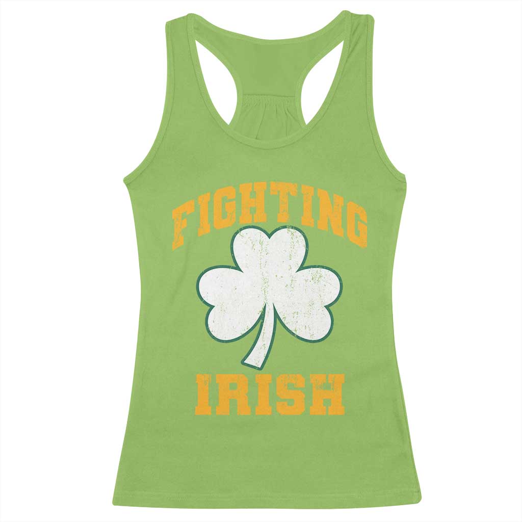 Vintage Fighting Irish Racerback Tank Top Retro History Gold Shamrock