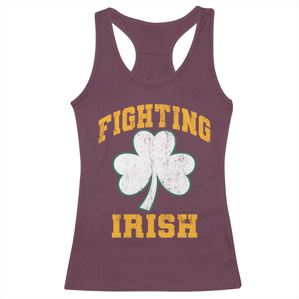 Vintage Fighting Irish Racerback Tank Top Retro History Gold Shamrock