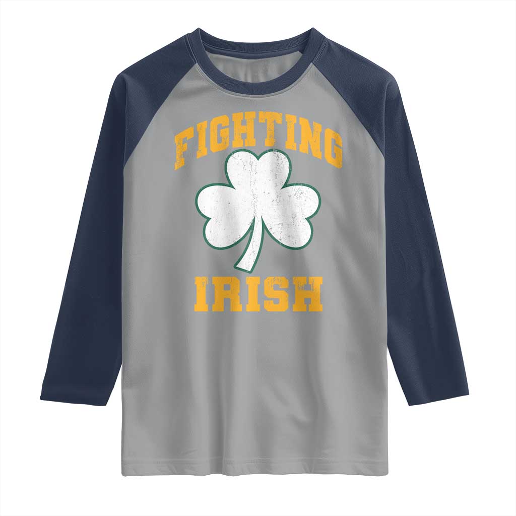 Vintage Fighting Irish Raglan Shirt Retro History Gold Shamrock