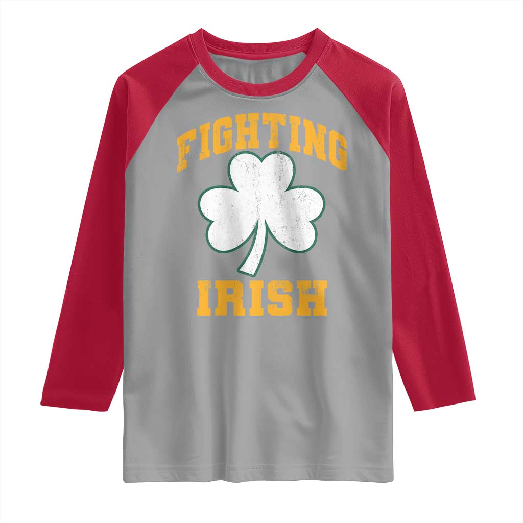 Vintage Fighting Irish Raglan Shirt Retro History Gold Shamrock