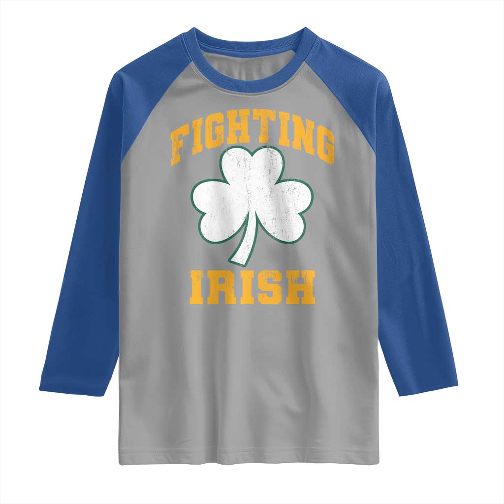 Vintage Fighting Irish Raglan Shirt Retro History Gold Shamrock