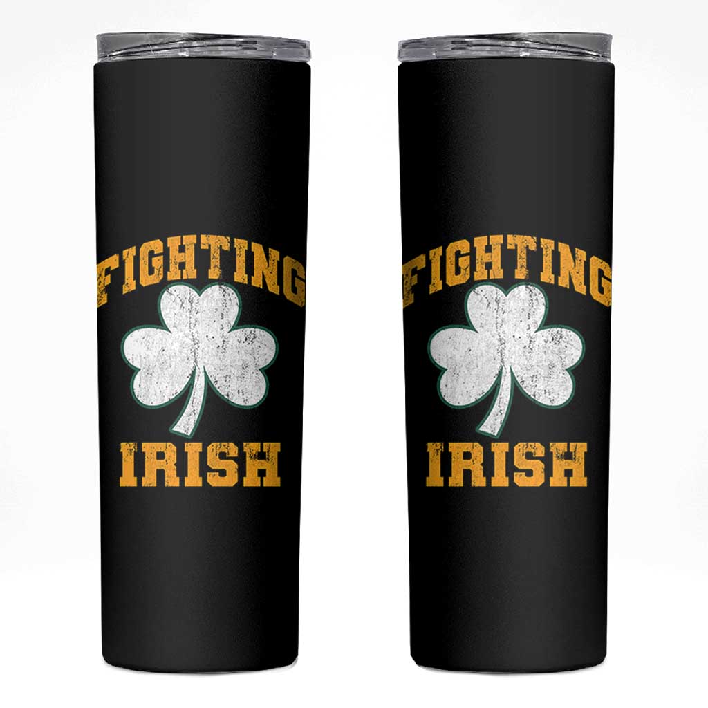 Vintage Fighting Irish Skinny Tumbler Retro History Gold Shamrock