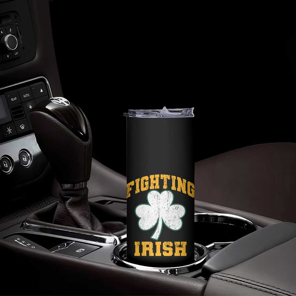 Vintage Fighting Irish Skinny Tumbler Retro History Gold Shamrock