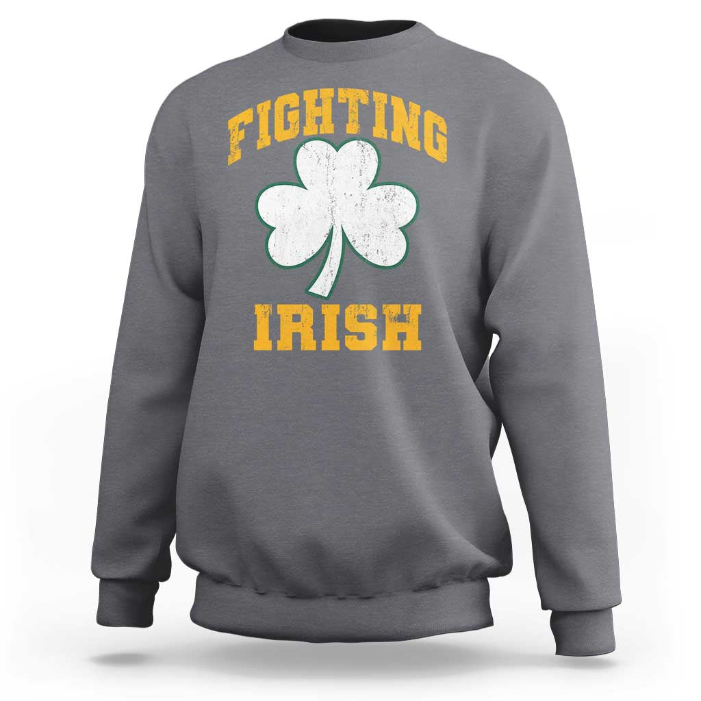 Vintage Fighting Irish Sweatshirt Retro History Gold Shamrock