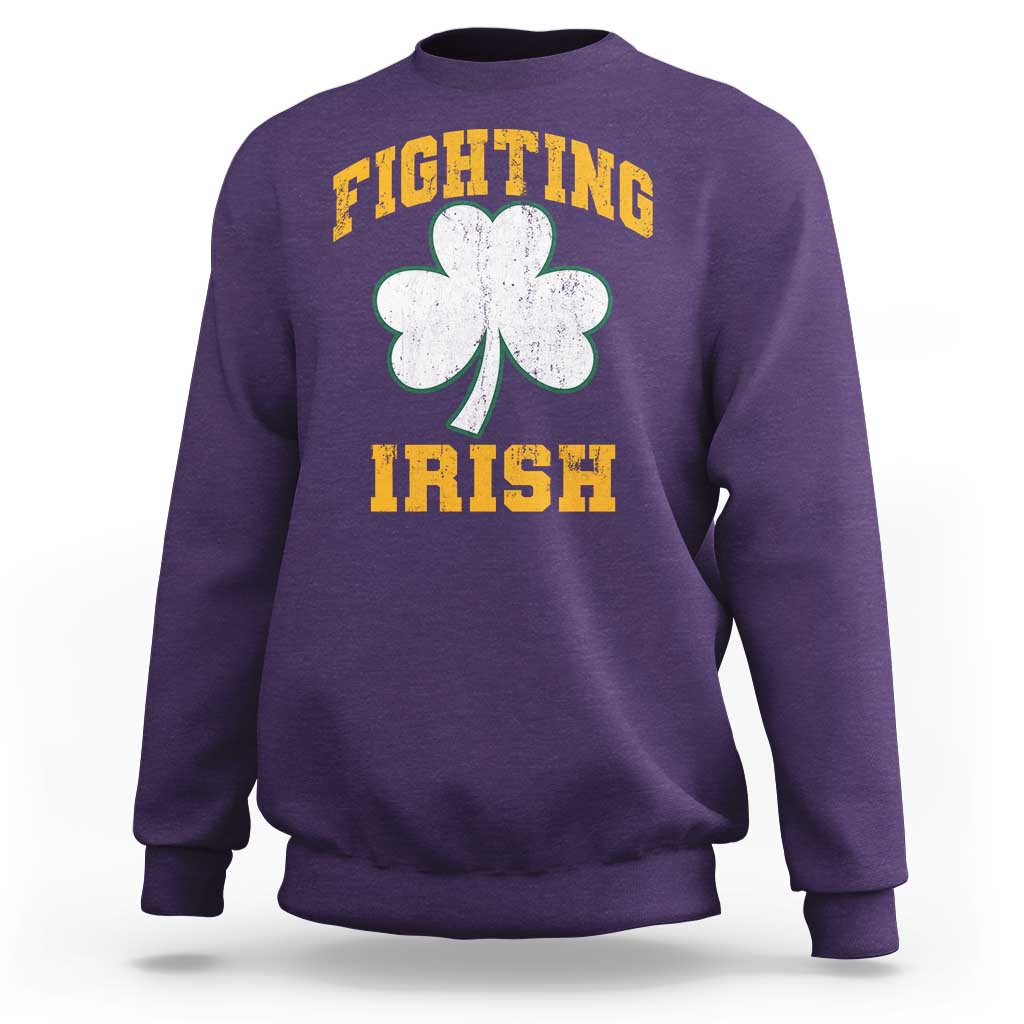Vintage Fighting Irish Sweatshirt Retro History Gold Shamrock
