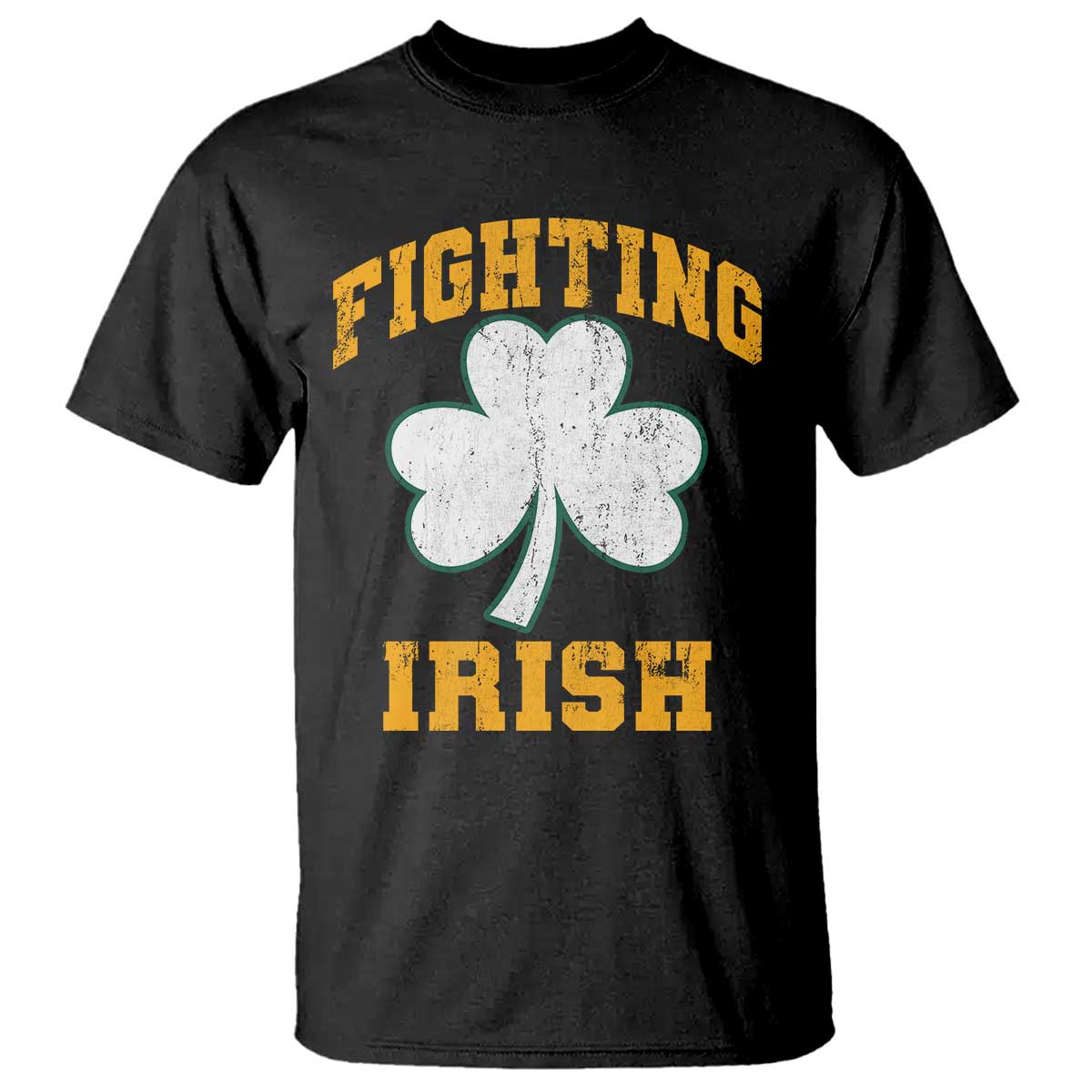 Vintage Fighting Irish T Shirt Retro History Gold Shamrock