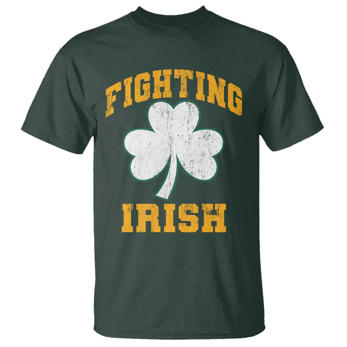 Vintage Fighting Irish T Shirt Retro History Gold Shamrock