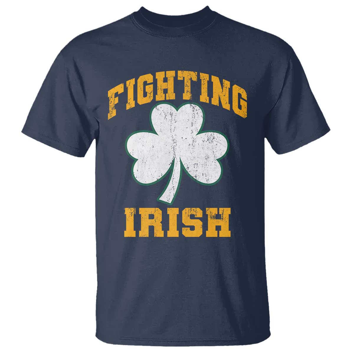 Vintage Fighting Irish T Shirt Retro History Gold Shamrock