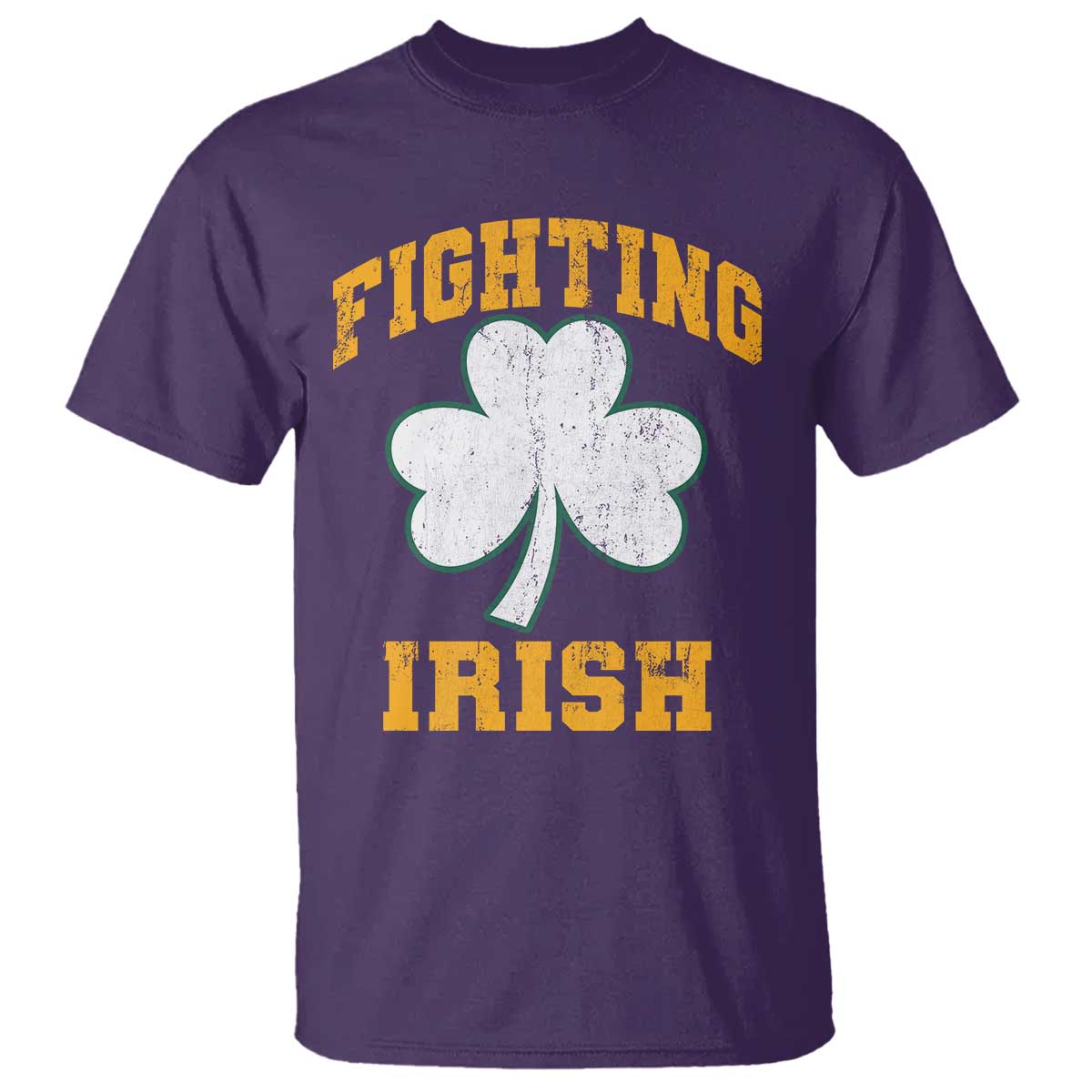 Vintage Fighting Irish T Shirt Retro History Gold Shamrock