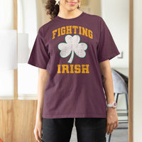Vintage Fighting Irish T Shirt For Women Retro History Gold Shamrock