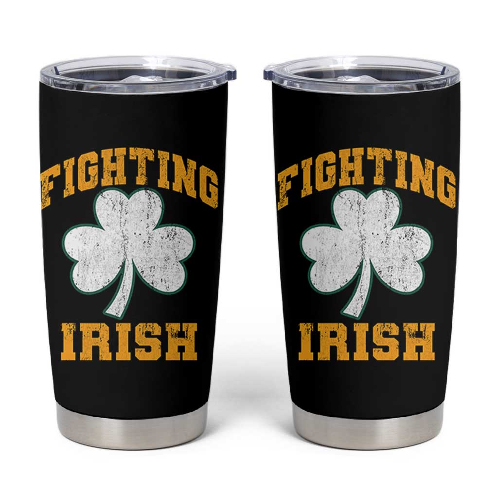 Vintage Fighting Irish Tumbler Cup Retro History Gold Shamrock