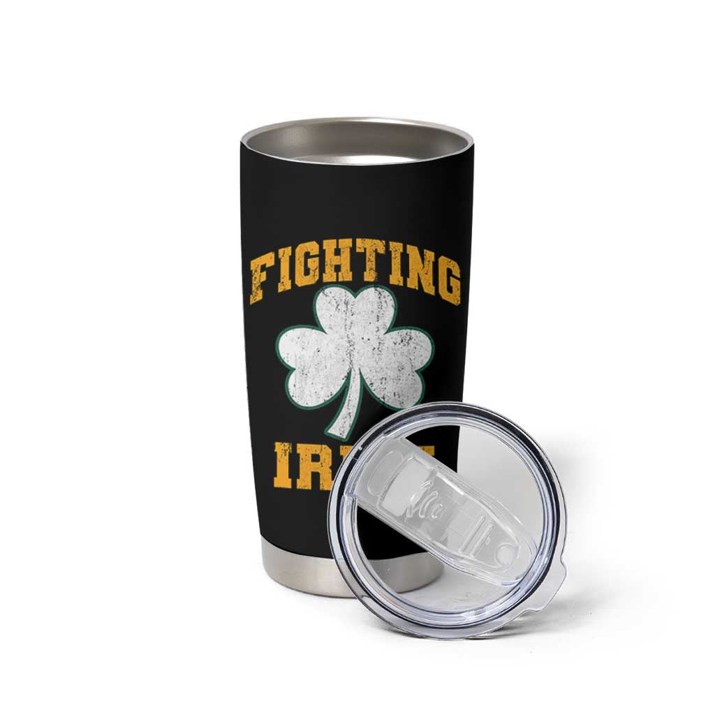 Vintage Fighting Irish Tumbler Cup Retro History Gold Shamrock