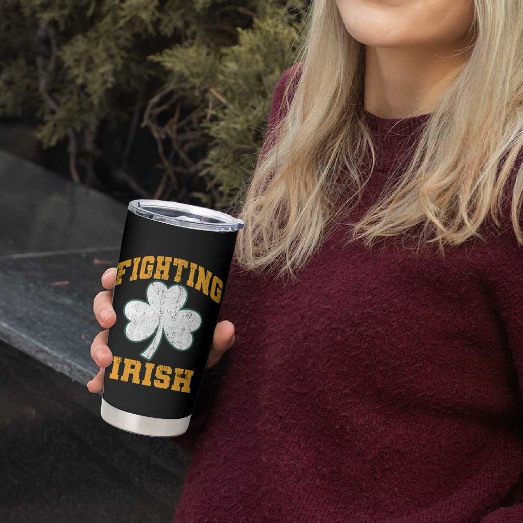 Vintage Fighting Irish Tumbler Cup Retro History Gold Shamrock