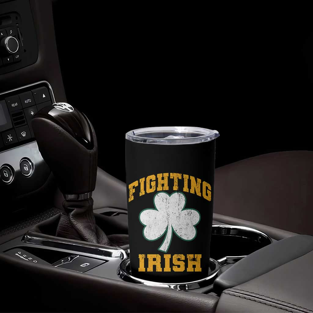 Vintage Fighting Irish Tumbler Cup Retro History Gold Shamrock