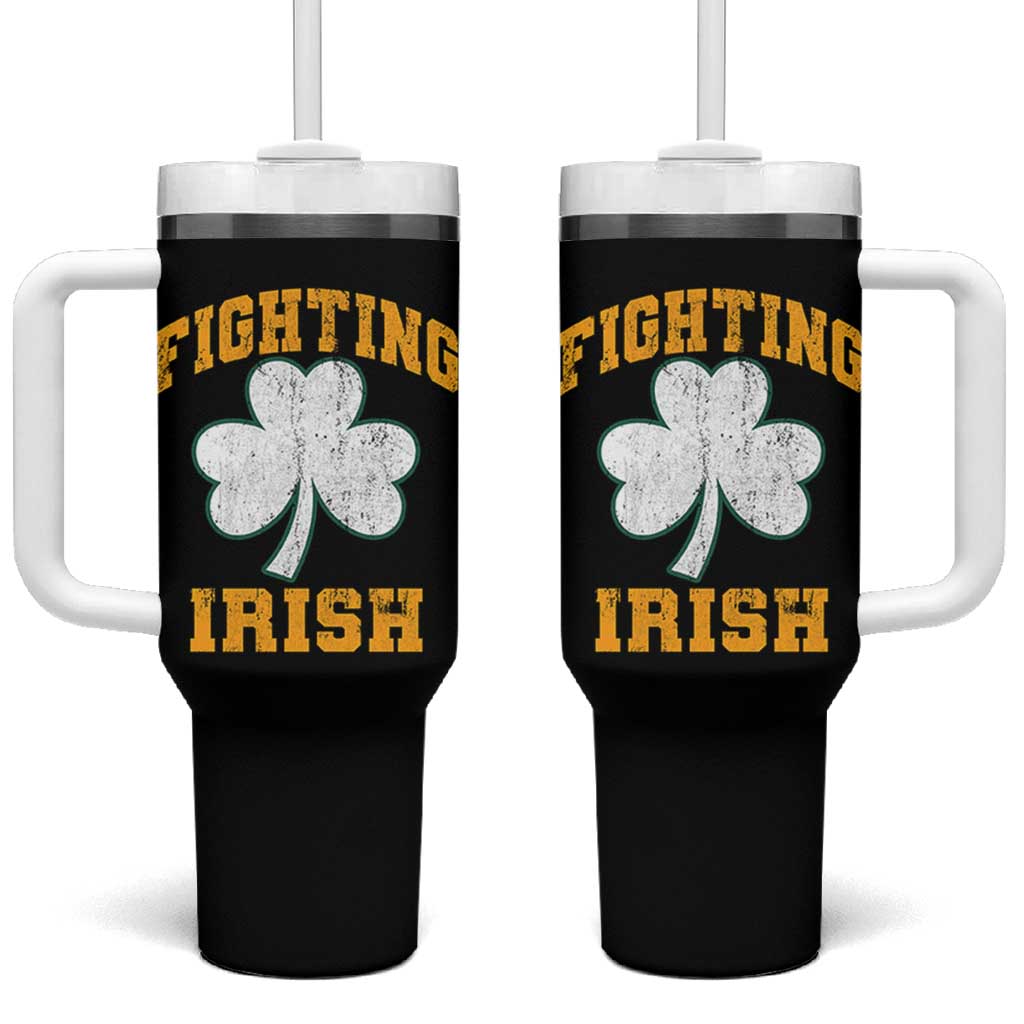 Vintage Fighting Irish Tumbler With Handle Retro History Gold Shamrock