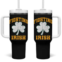 Vintage Fighting Irish Tumbler With Handle Retro History Gold Shamrock
