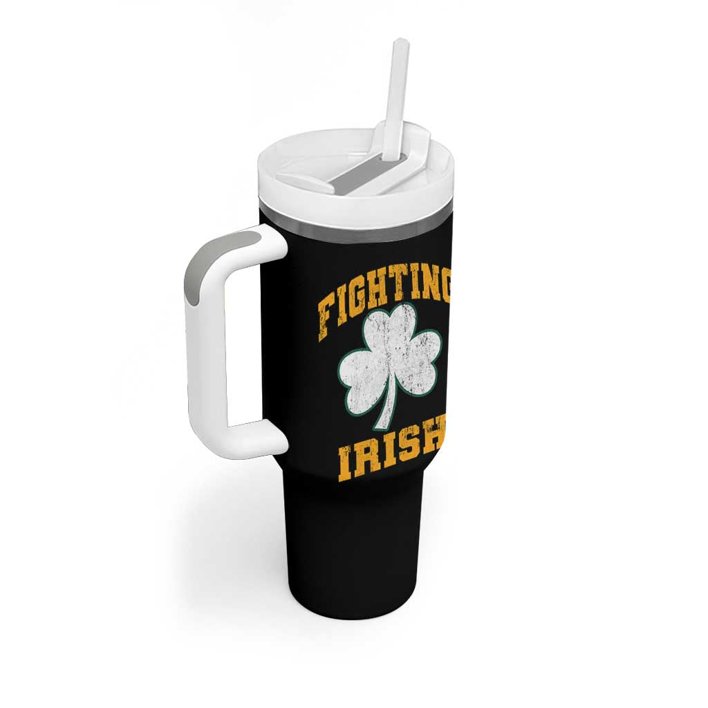 Vintage Fighting Irish Tumbler With Handle Retro History Gold Shamrock