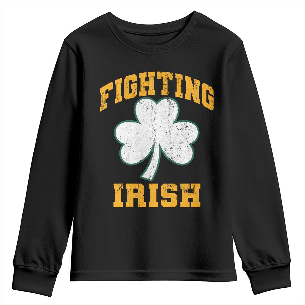 Vintage Fighting Irish Youth Sweatshirt Retro History Gold Shamrock