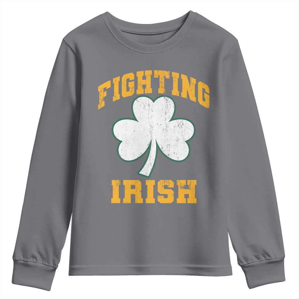Vintage Fighting Irish Youth Sweatshirt Retro History Gold Shamrock