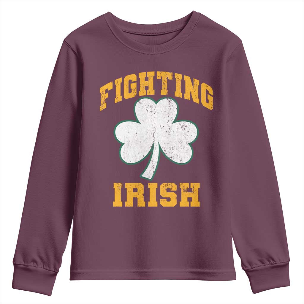 Vintage Fighting Irish Youth Sweatshirt Retro History Gold Shamrock