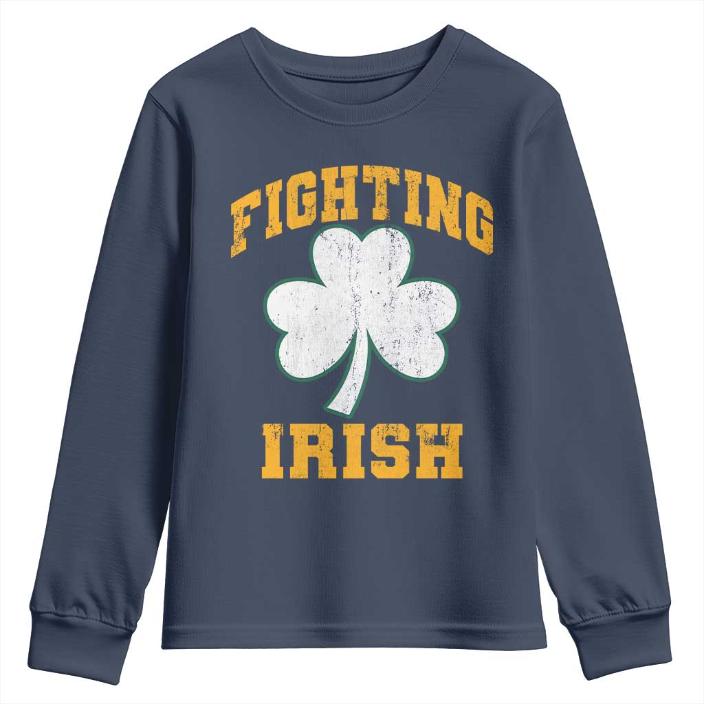 Vintage Fighting Irish Youth Sweatshirt Retro History Gold Shamrock
