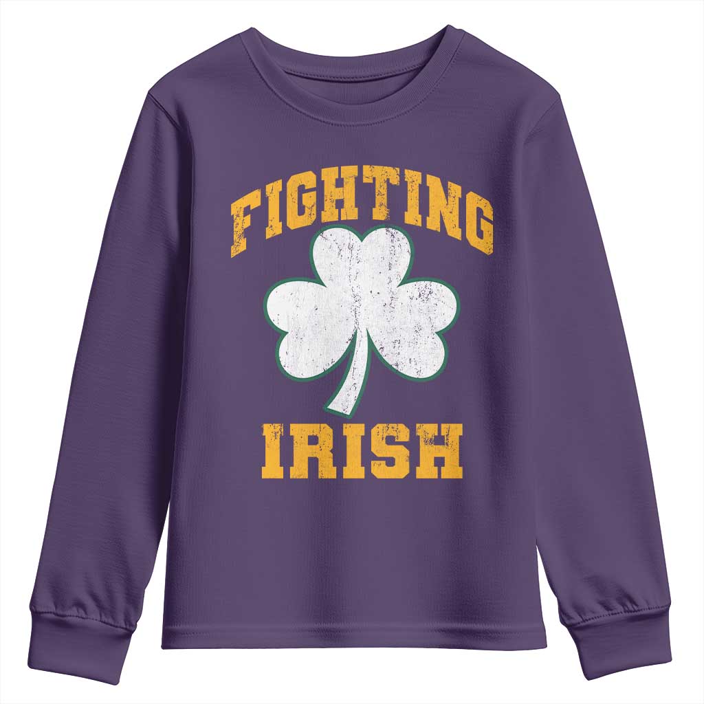 Vintage Fighting Irish Youth Sweatshirt Retro History Gold Shamrock