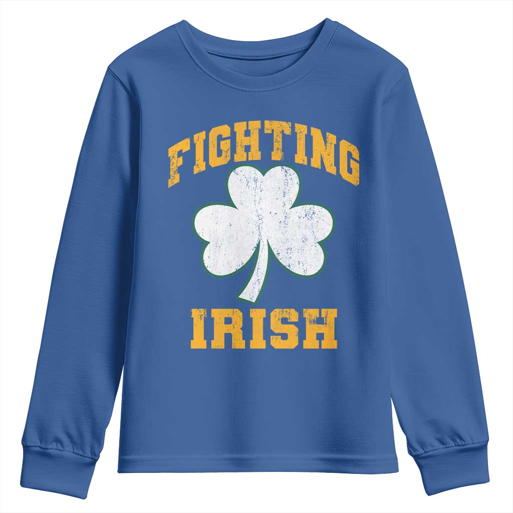 Vintage Fighting Irish Youth Sweatshirt Retro History Gold Shamrock