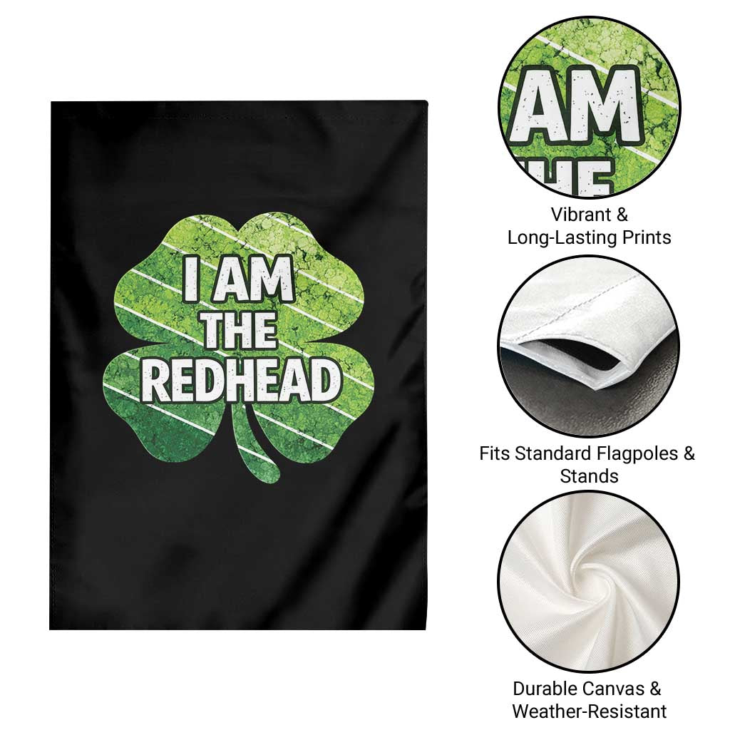 Funny Irish St Patricks Day Im The Redhead Garden Flag Retro Vintage Lucky Shamrock