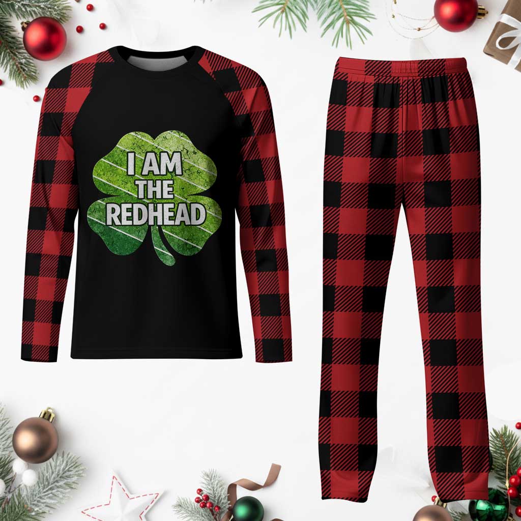 Funny Irish St Patricks Day Im The Redhead Plaid Pajama Set Retro Vintage Lucky Shamrock