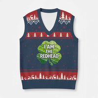 Funny Irish St Patricks Day Im The Redhead V-Neck Knit Sweater Vest Retro Vintage Lucky Shamrock