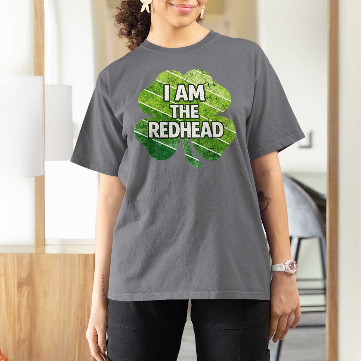 Funny Irish St Patricks Day Im The Redhead T Shirt For Women Retro Vintage Lucky Shamrock