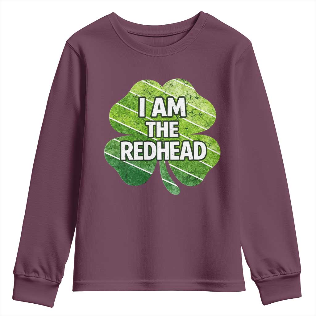 Funny Irish St Patricks Day Im The Redhead Youth Sweatshirt Retro Vintage Lucky Shamrock
