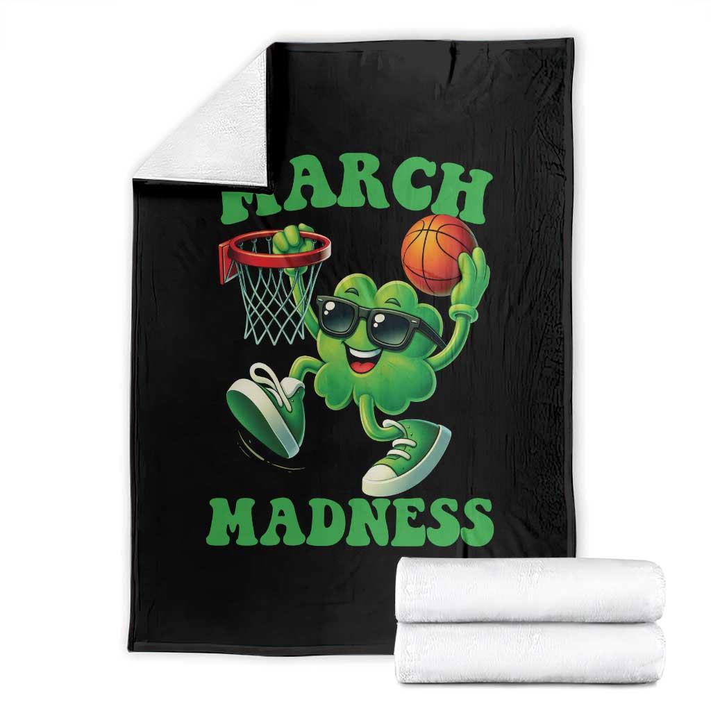Basketball St Patricks Day Throw Blanket Mad Madness Irish Shamrock Playing Basketball Player Team Boys