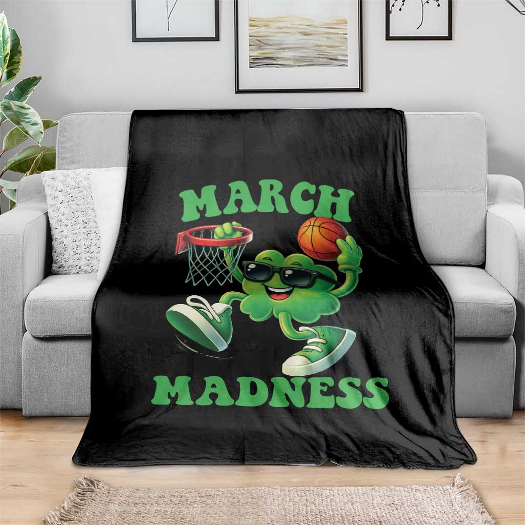 Basketball St Patricks Day Throw Blanket Mad Madness Irish Shamrock Playing Basketball Player Team Boys