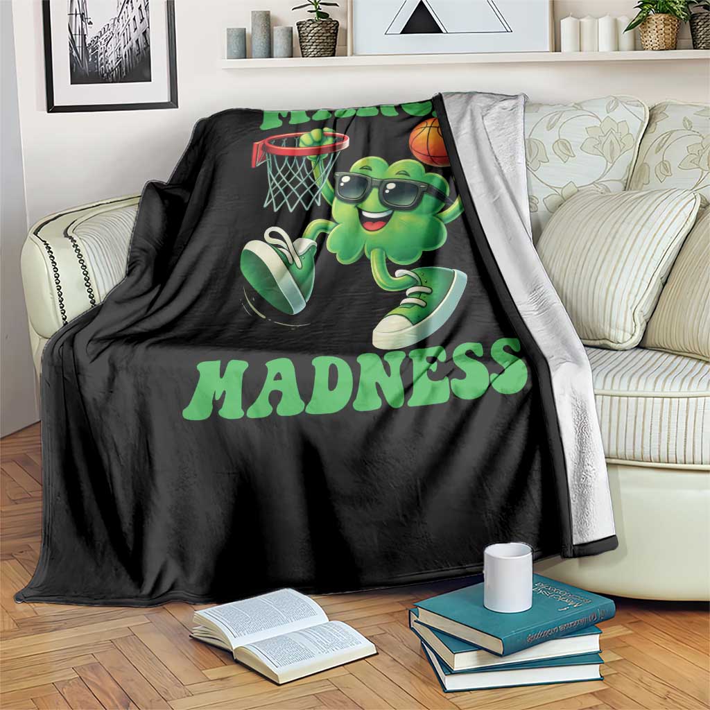 Basketball St Patricks Day Throw Blanket Mad Madness Irish Shamrock Playing Basketball Player Team Boys