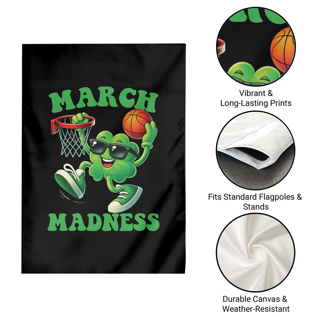 Basketball St Patricks Day Garden Flag Mad Madness Irish Shamrock Playing Basketball Player Team Boys