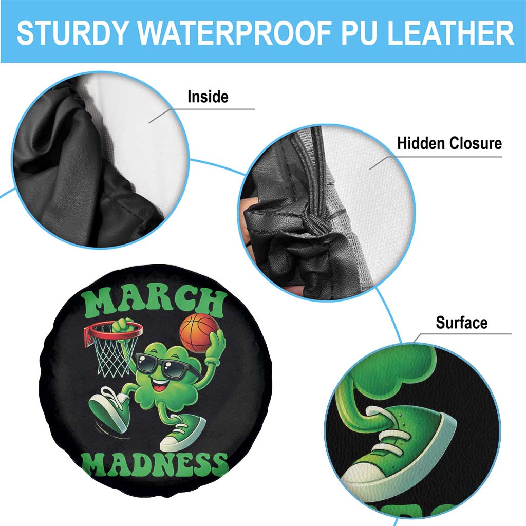 Basketball St Patricks Day Spare Tire Cover Mad Madness Irish Shamrock Playing Basketball Player Team Boys