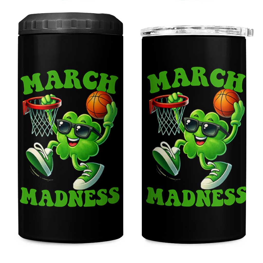 Basketball St Patricks Day 4 in 1 Can Cooler Tumbler Mad Madness Irish Shamrock Playing Basketball Player Team Boys