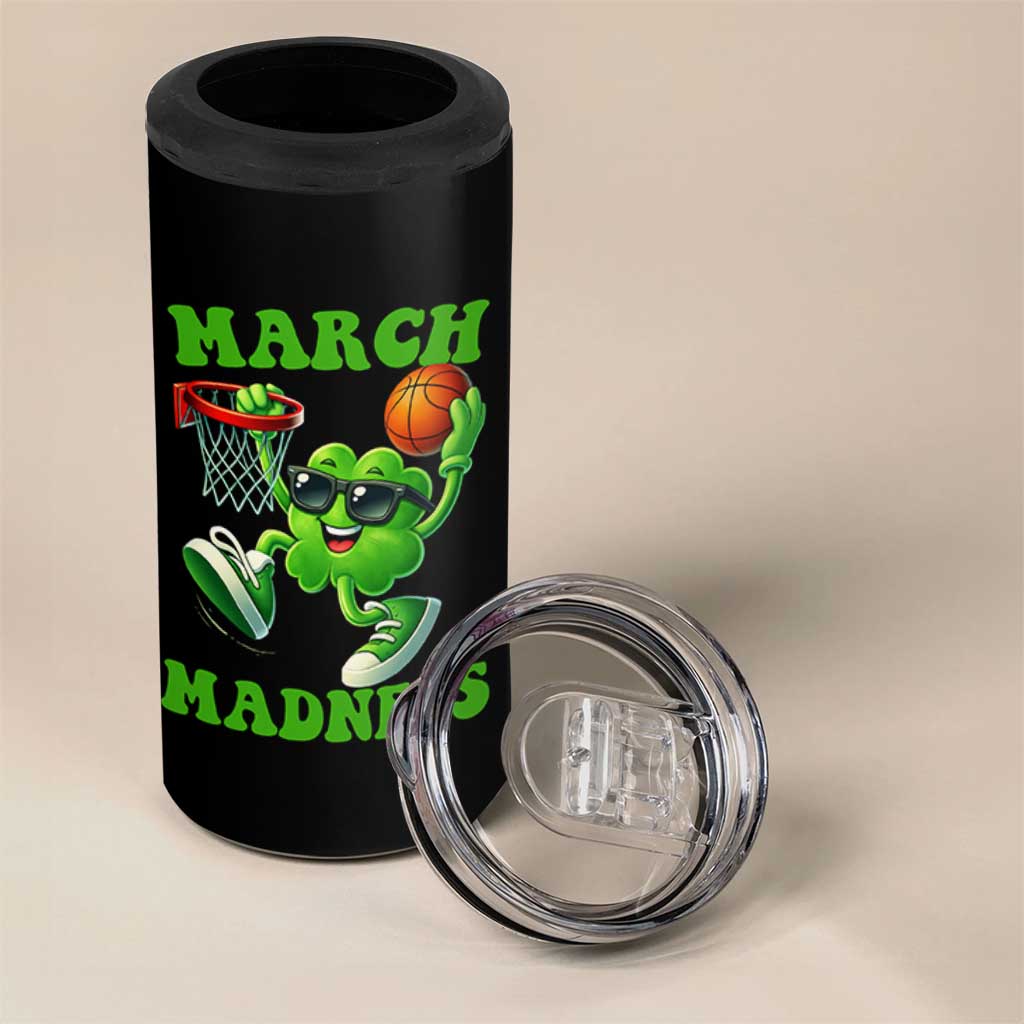 Basketball St Patricks Day 4 in 1 Can Cooler Tumbler Mad Madness Irish Shamrock Playing Basketball Player Team Boys