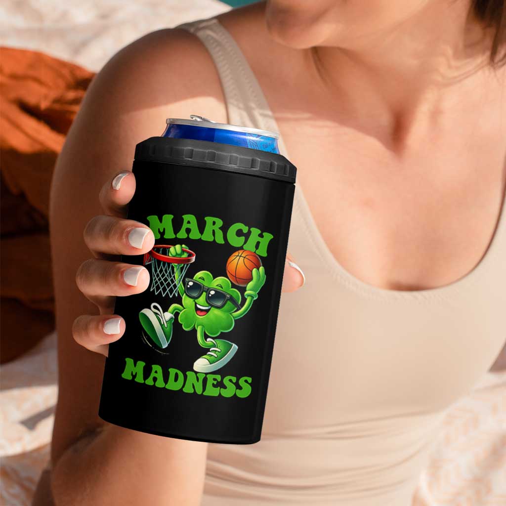 Basketball St Patricks Day 4 in 1 Can Cooler Tumbler Mad Madness Irish Shamrock Playing Basketball Player Team Boys