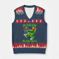 Basketball St Patricks Day V-Neck Knit Sweater Vest Mad Madness Irish Shamrock Playing Basketball Player Team Boys
