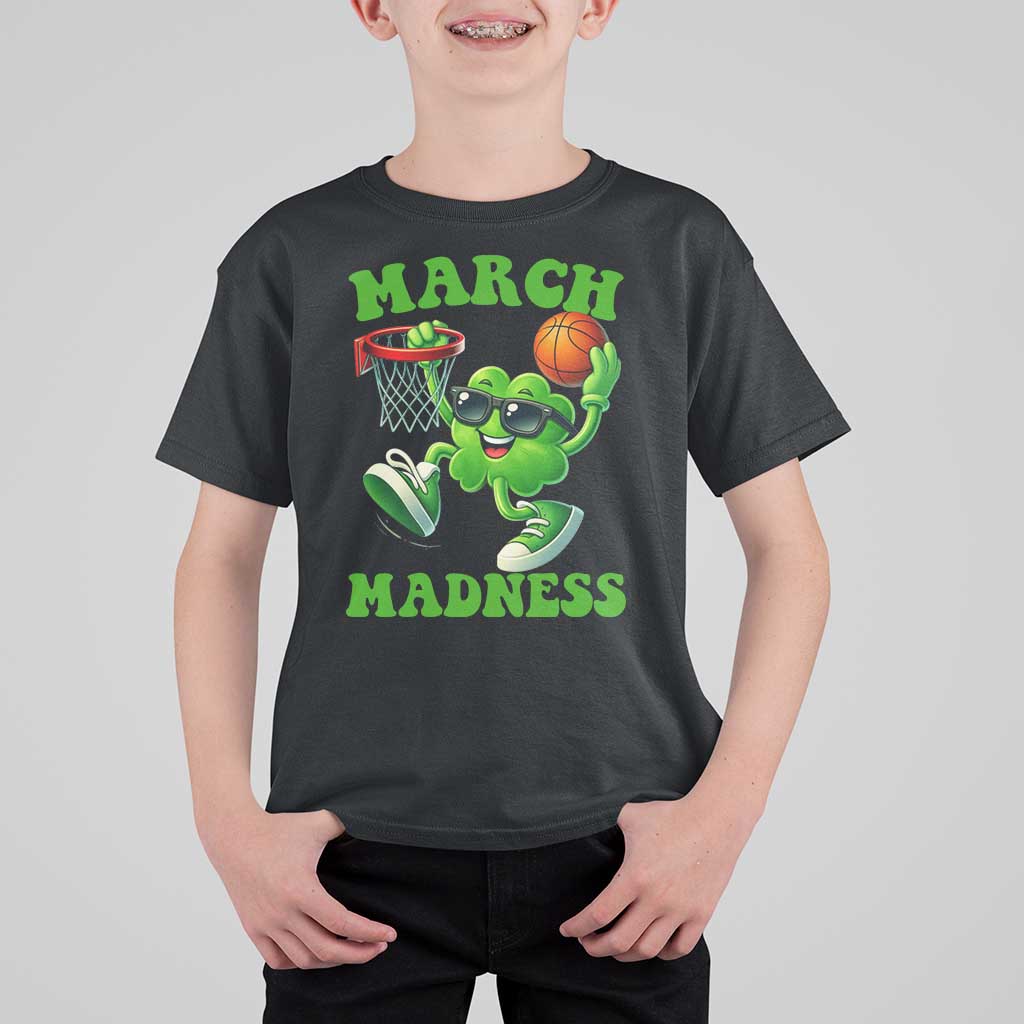 Basketball St Patricks Day T Shirt For Kid Mad Madness Irish Shamrock Playing Basketball Player Team Boys