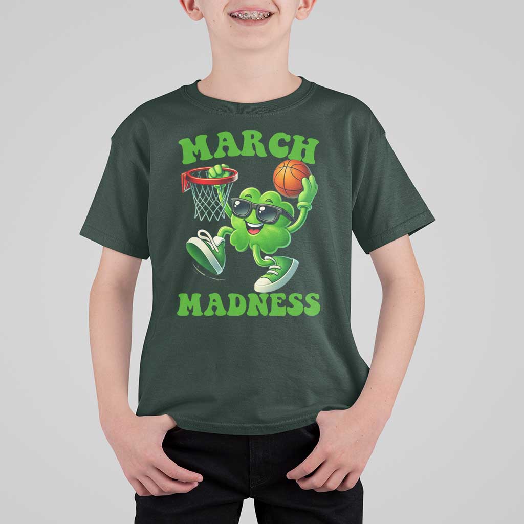 Basketball St Patricks Day T Shirt For Kid Mad Madness Irish Shamrock Playing Basketball Player Team Boys