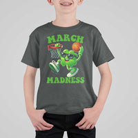 Basketball St Patricks Day T Shirt For Kid Mad Madness Irish Shamrock Playing Basketball Player Team Boys