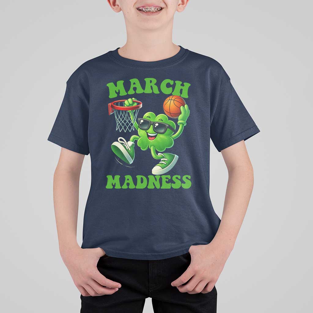 Basketball St Patricks Day T Shirt For Kid Mad Madness Irish Shamrock Playing Basketball Player Team Boys